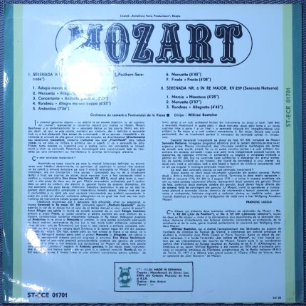Mozart – Serenades No. 9 & No. 6, Vienna Festival Chamber Orchestra, conducted by Wilfried Boettcher