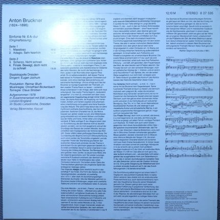 Anton Bruckner, Staatskapelle Dresden, Eugen Jochum – Sinfonie Nr. 6 A-dur